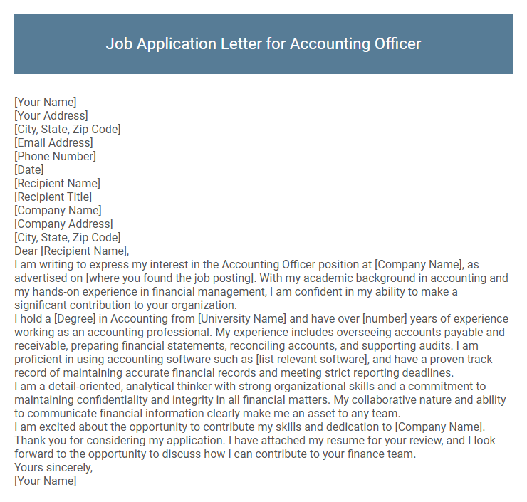 Job Application Letter for Accounting Officer