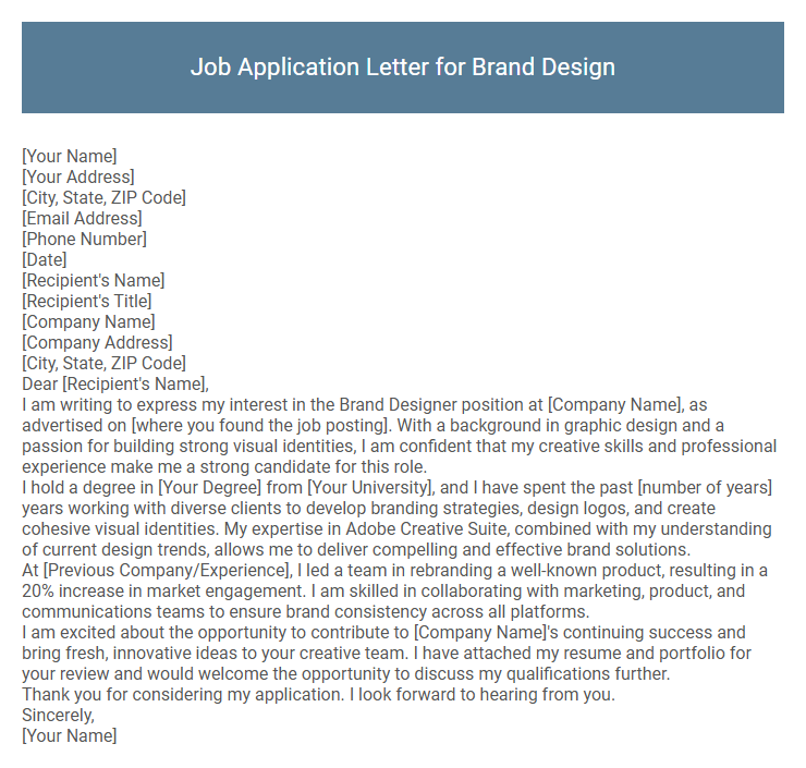 Job Application Letter for Brand Design