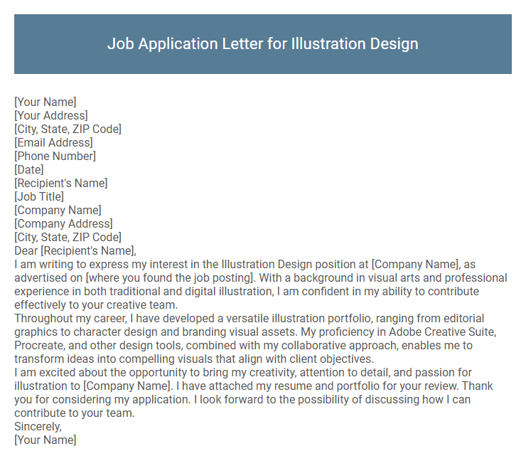 Job Application Letter for Illustration Design