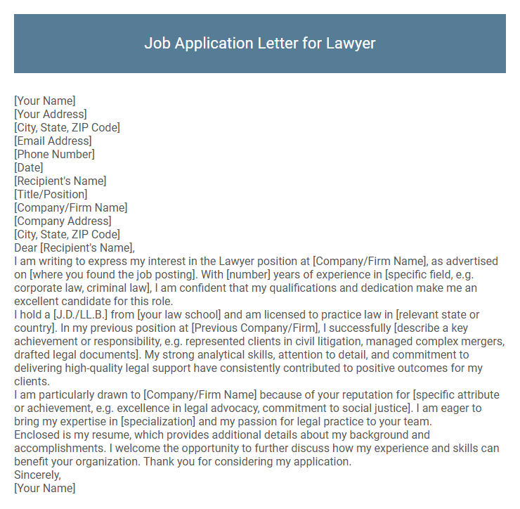 Job Application Letter for Lawyer