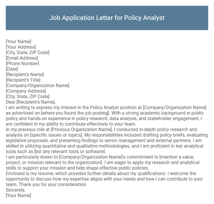 Job Application Letter for Policy Analyst