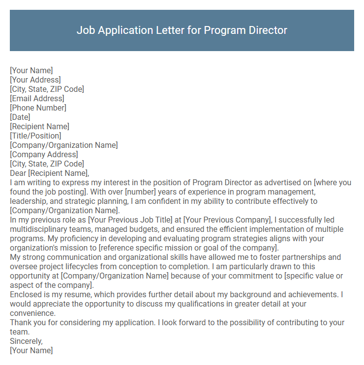 Job Application Letter for Program Director