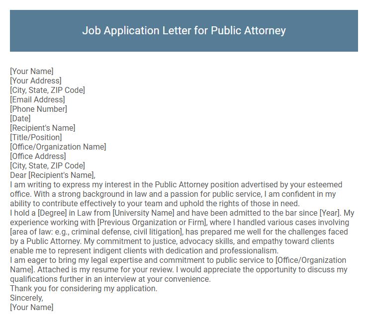 Job Application Letter for Public Attorney