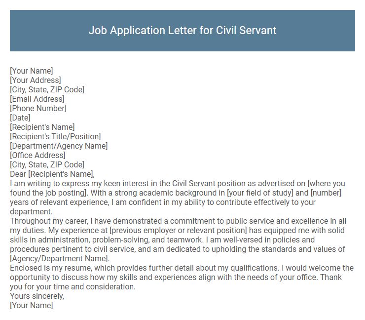Job Application Letter for Civil Servant