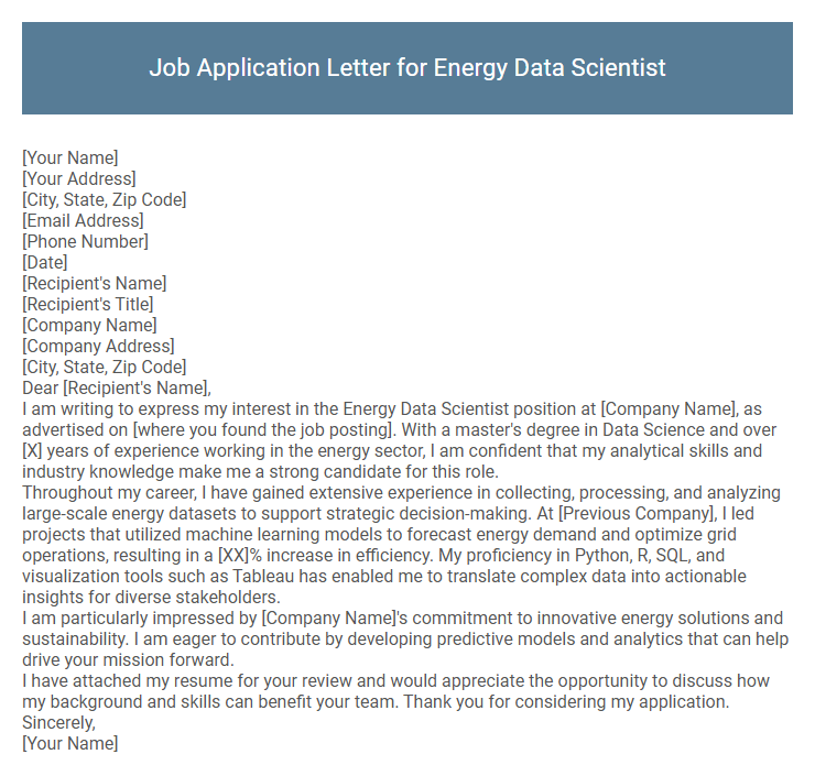 Job Application Letter for Energy Data Scientist