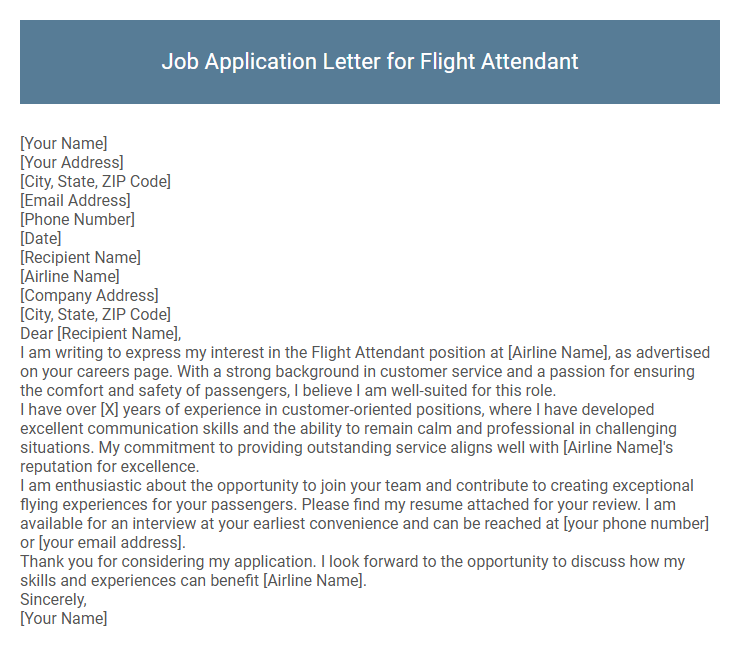 Job Application Letter for Flight Attendant