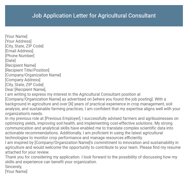 Job Application Letter for Agricultural Consultant