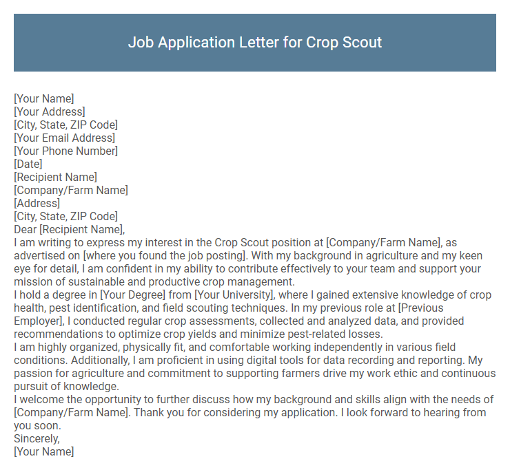 Job Application Letter for Crop Scout
