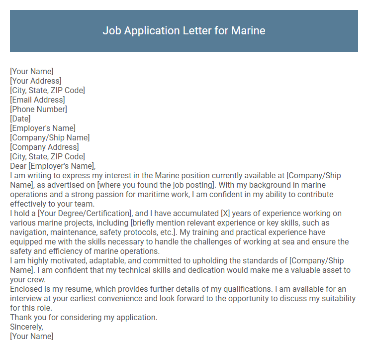 Job Application Letter for Marine