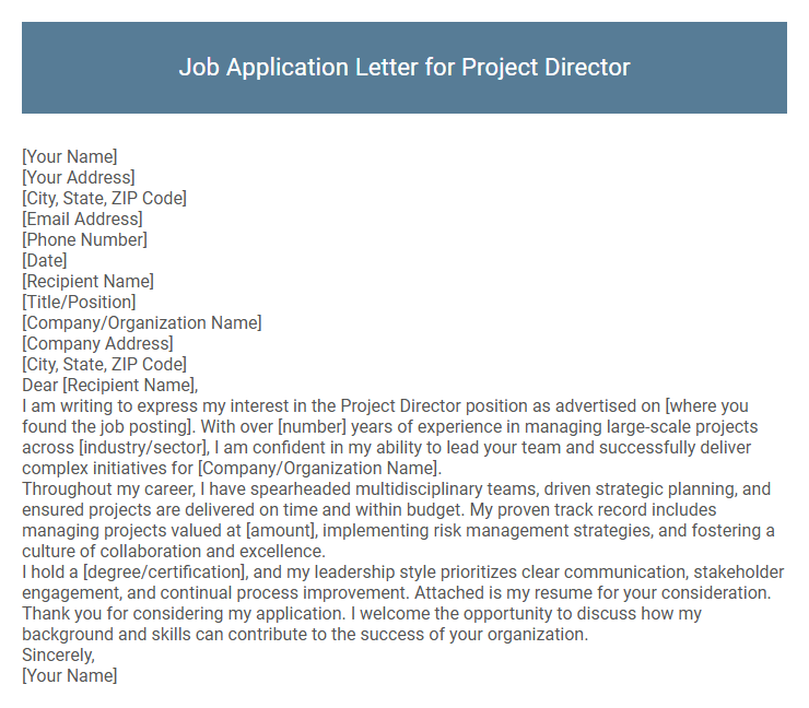 Job Application Letter for Project Director