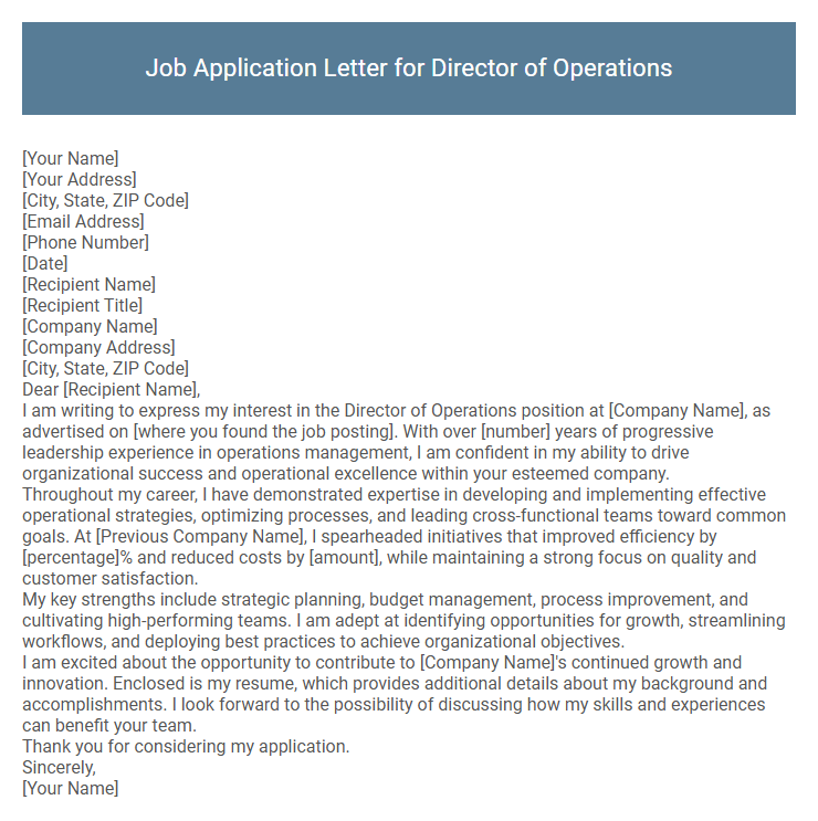 Job Application Letter for Director of Operations