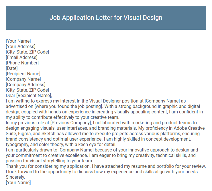 Job Application Letter for Visual Design