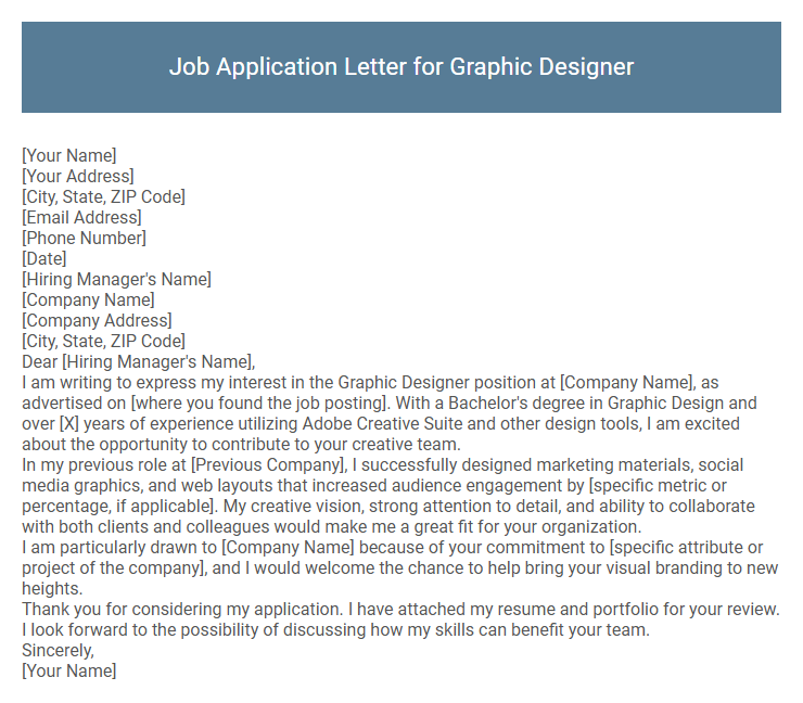 Job Application Letter for Graphic Designer