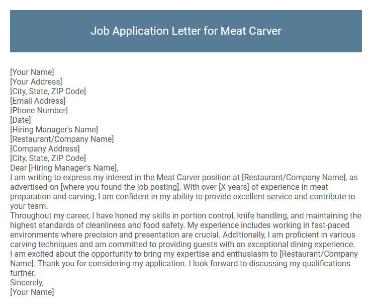 Job Application Letter for Meat Carver