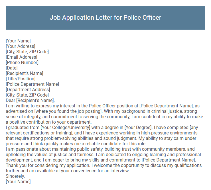 Job Application Letter for Police Officer