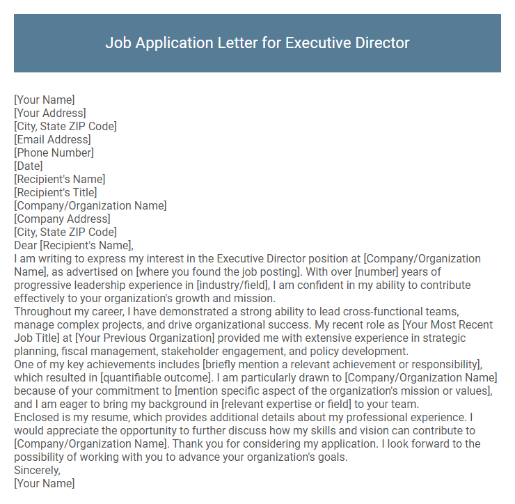 Job Application Letter for Executive Director