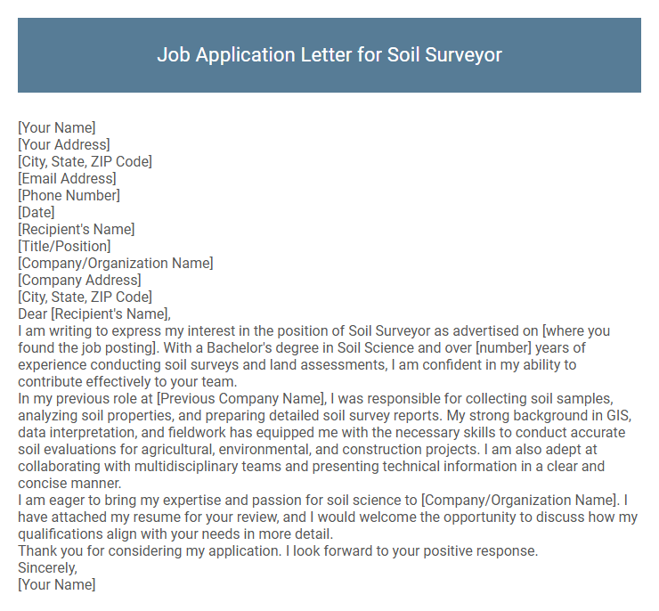 Job Application Letter for Soil Surveyor