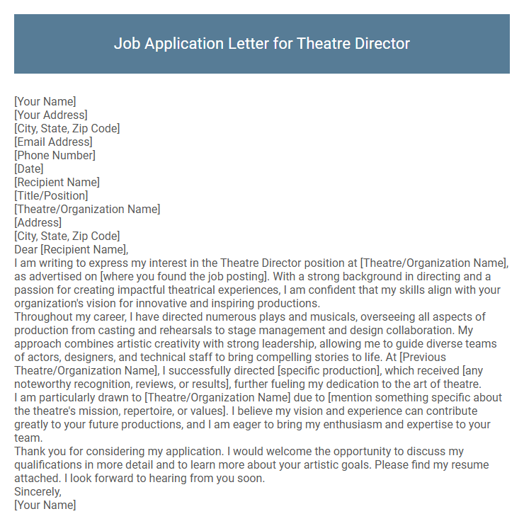 Job Application Letter for Theatre Director
