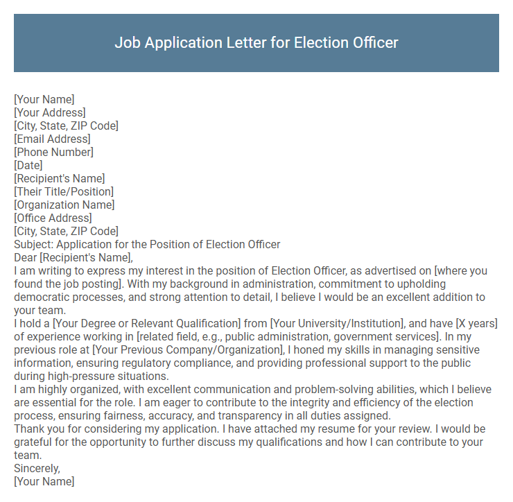 Job Application Letter for Election Officer