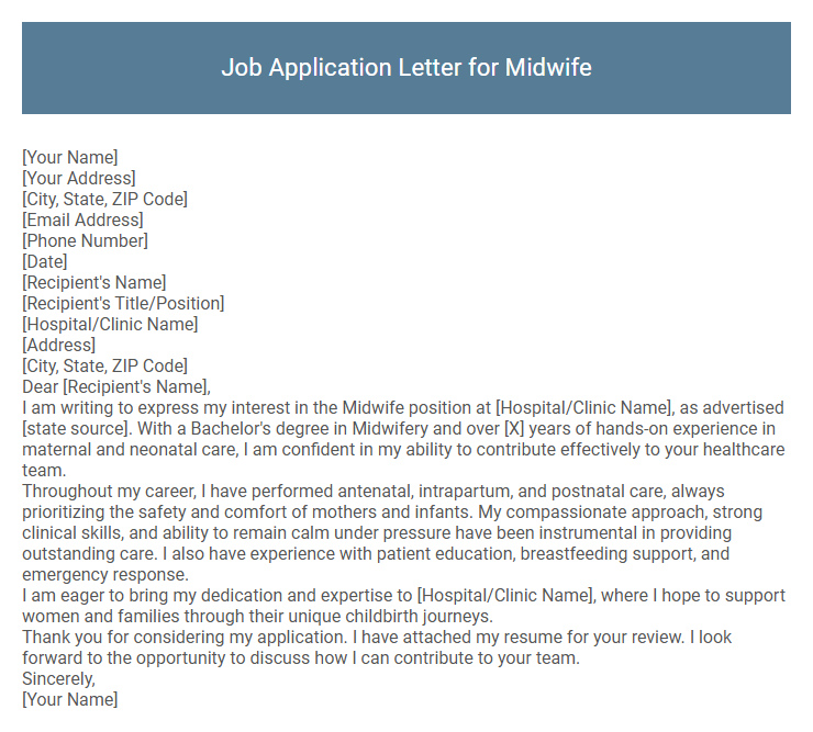 Job Application Letter for Midwife