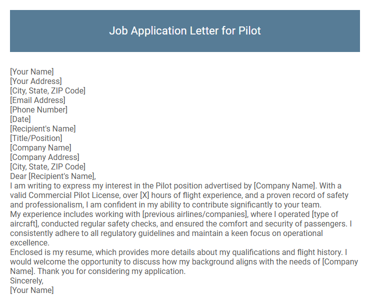 Job Application Letter for Pilot