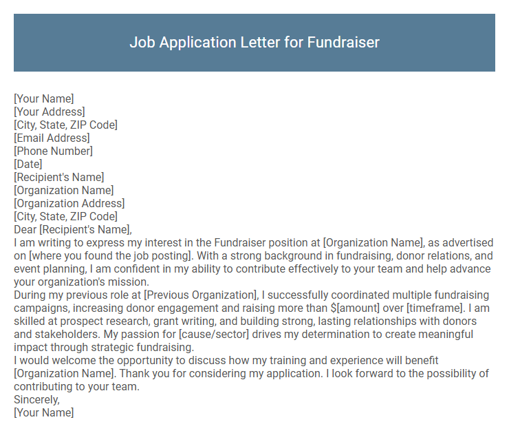 Job Application Letter for Fundraiser