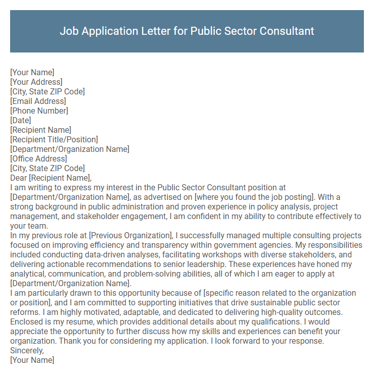 Job Application Letter for Public Sector Consultant