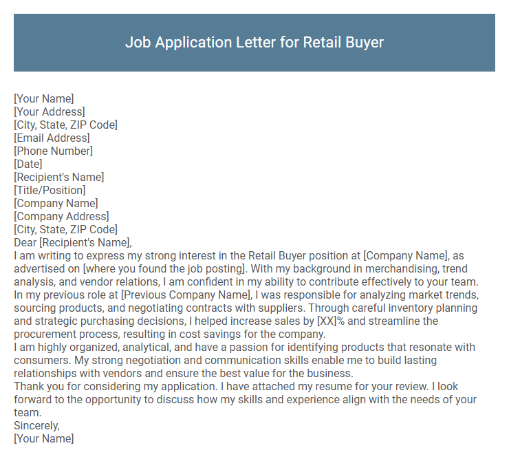 Job Application Letter for Retail Buyer