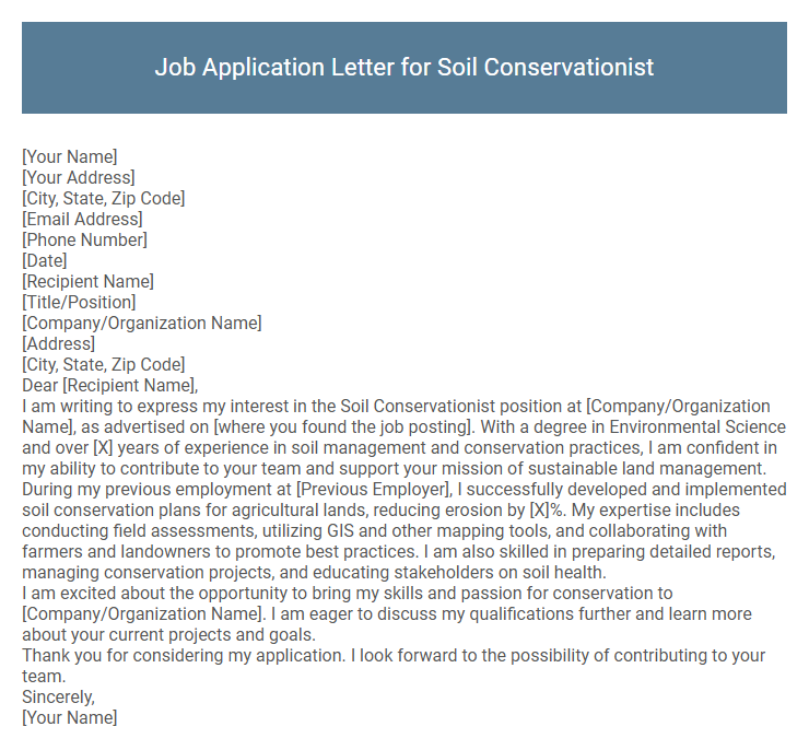 Job Application Letter for Soil Conservationist