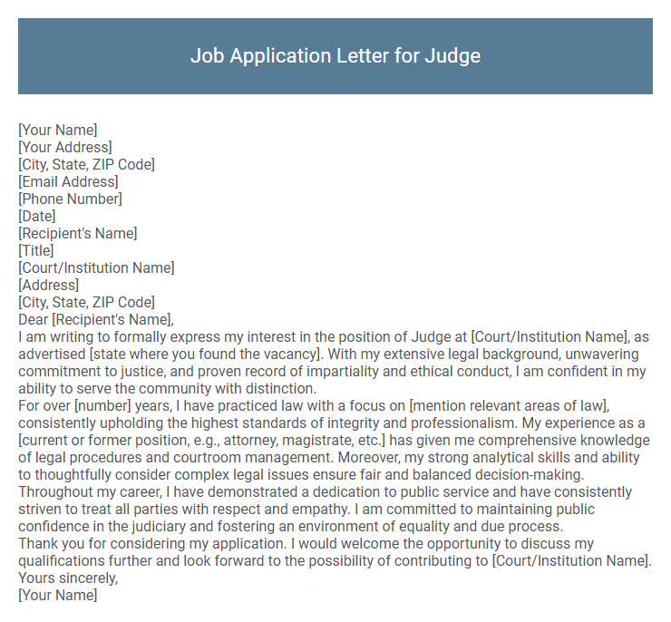 Job Application Letter for Judge