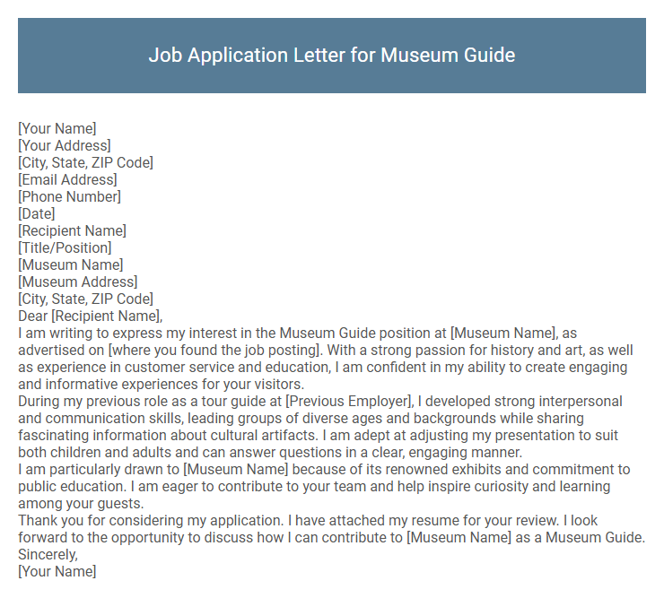 Job Application Letter for Museum Guide