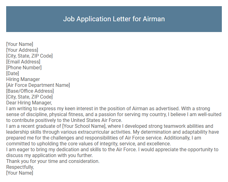 Job Application Letter for Airman
