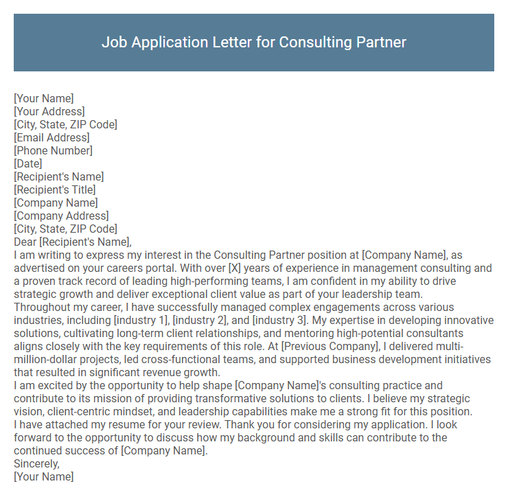 Job Application Letter for Consulting Partner