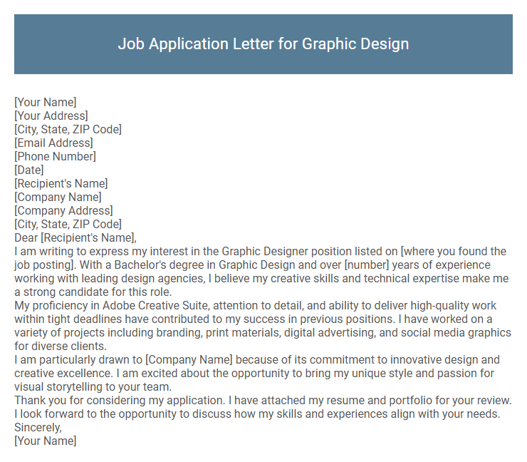 Job Application Letter for Graphic Design