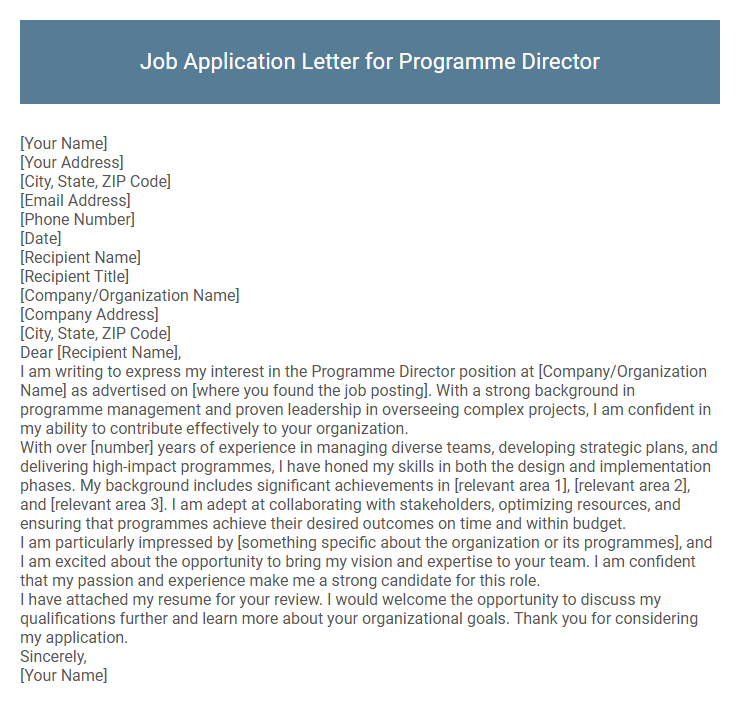 Job Application Letter for Programme Director